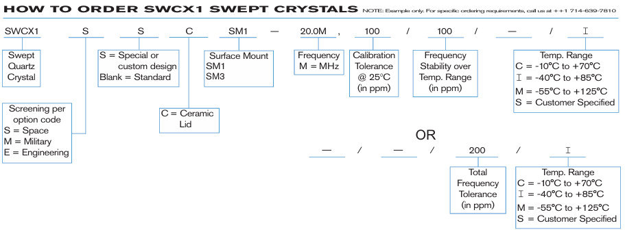 Statek SWCX1掃頻石英晶體訂購指南